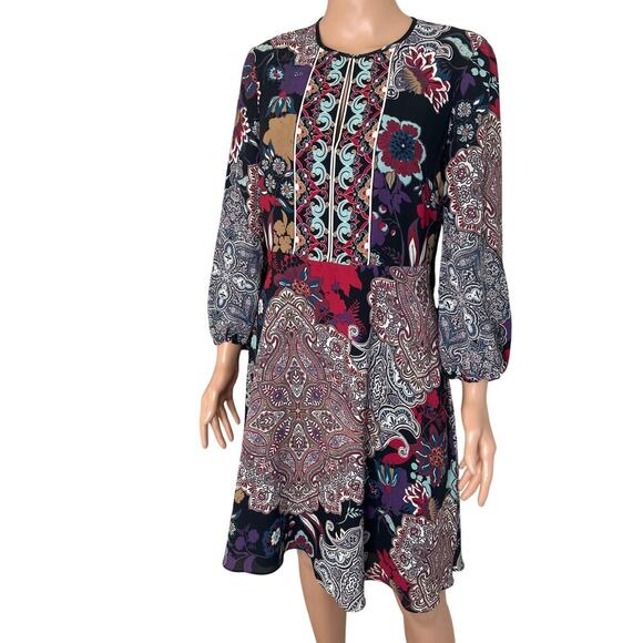 Anthropologie Lecato Peasant Dress by Donna Morgan Orig. $188) SZ 4 BoHo Paisley - Picture 4 of 10
